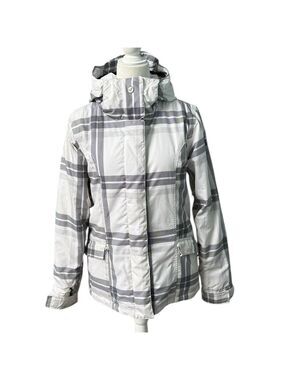 Roxy Ski Snowboarding White Black Grey Checkered Jacket Size Medium